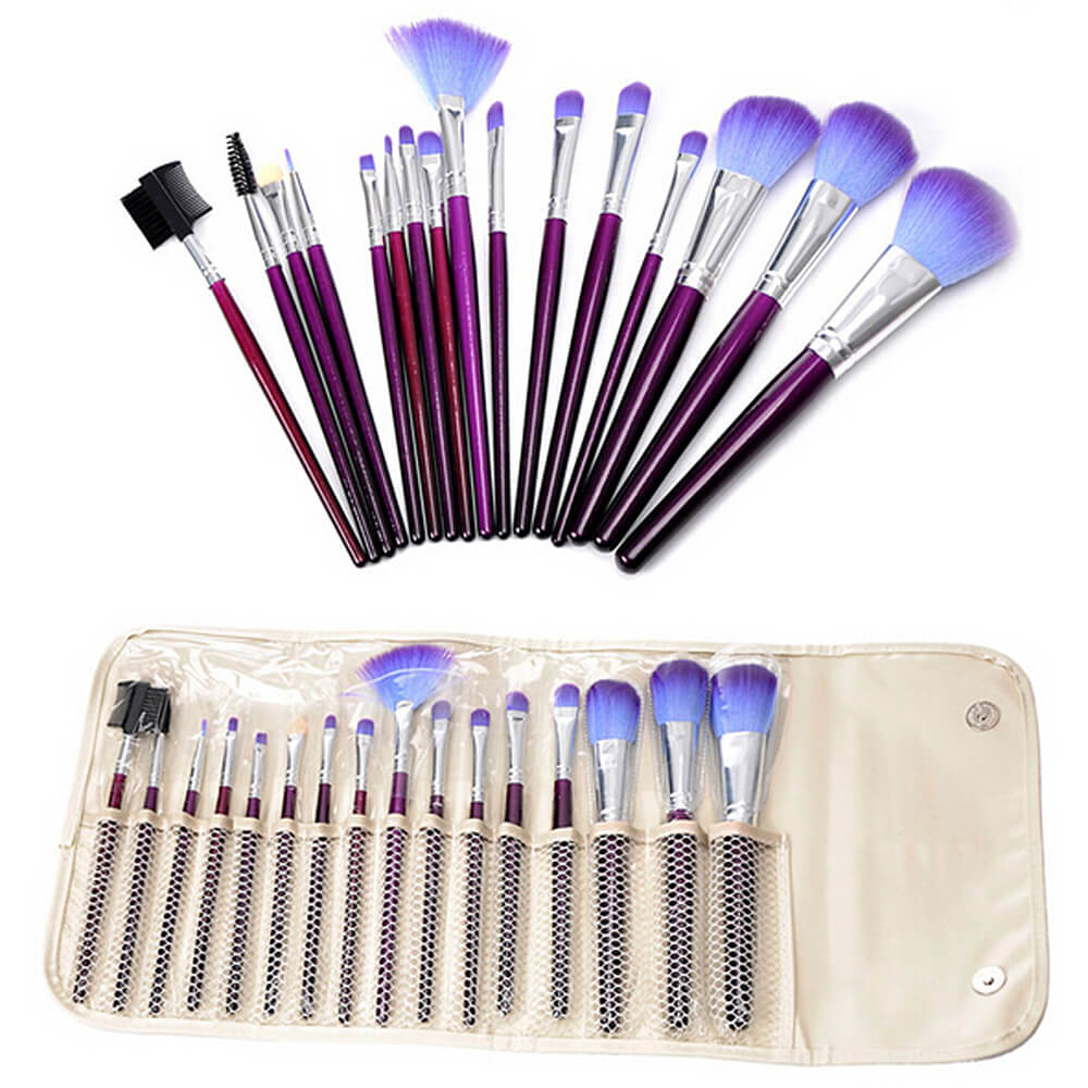 Fashion Make Up Brush Tools 1 Set 16 PCs Professional Makeup Cosmetic Brush Set Kit Pouch Purple With Purple Brush Bag