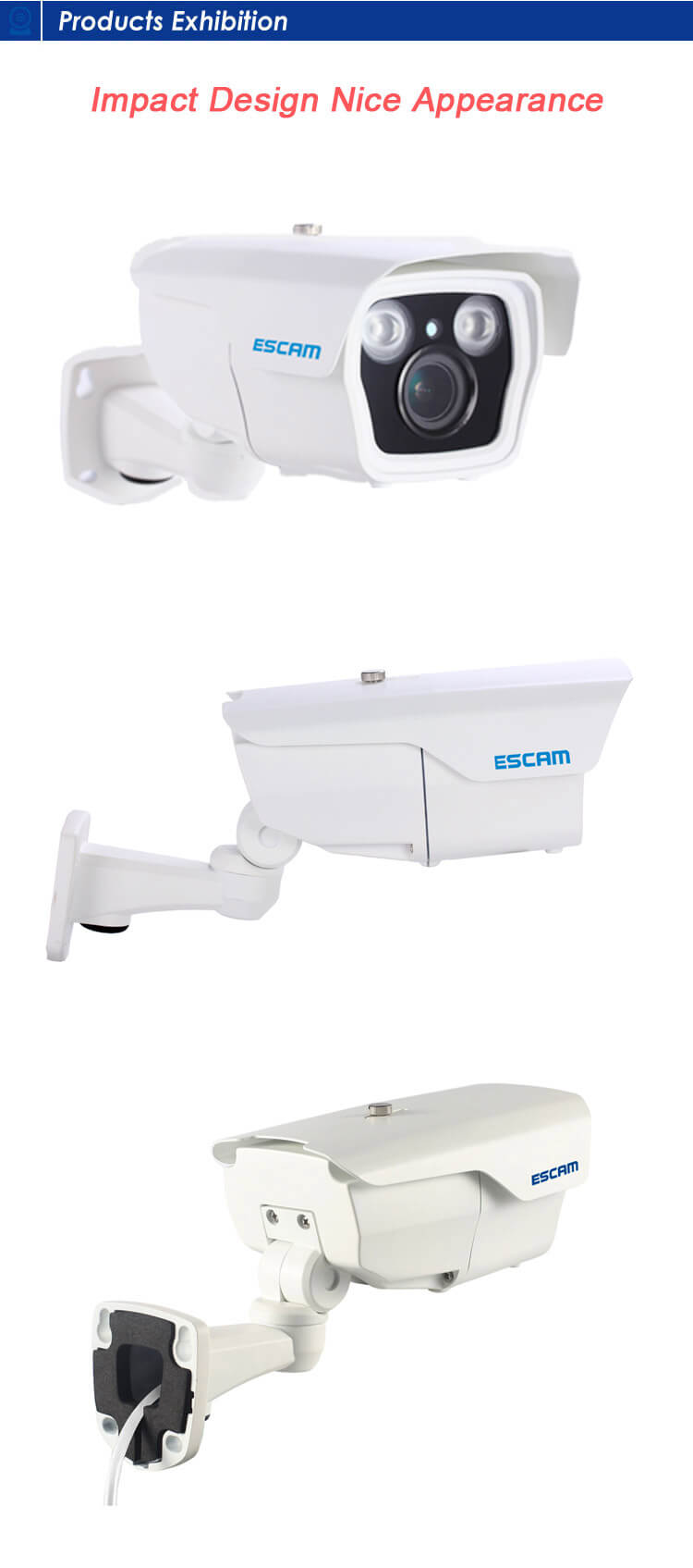 ESCAM Q1039 ONVIF HD 1080P IP Camera P2P Network 4X Auto Zoom Support Mobile Detection