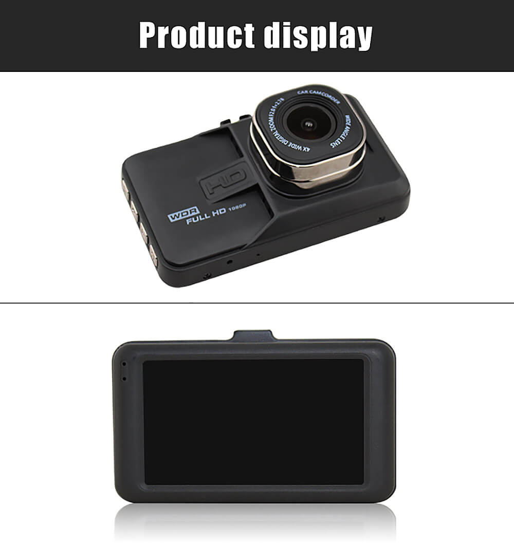FH06 Novatek96223 Car DVR 140 Degree Wide Angle 3.0MP CMOS Sensor HD G-sensor 3.0inch Dashcam Car Camera Recorder- Black