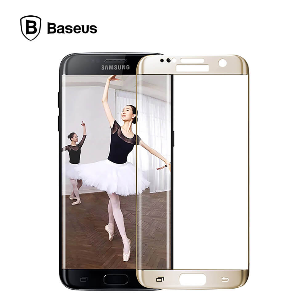 Baseus Tempered Glass For Samsung Galaxy S7 Edge Full Cover Screen Protector 0.3mm 3D Curved Edge Glass Film - Golden