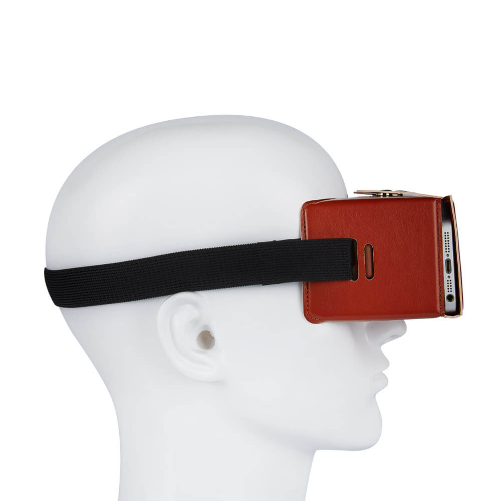 Alex NO1 Immersive 3D VR Virtual Reality Carboad Smart VR Headset for 4-5.5 inch Smartphones - Brown