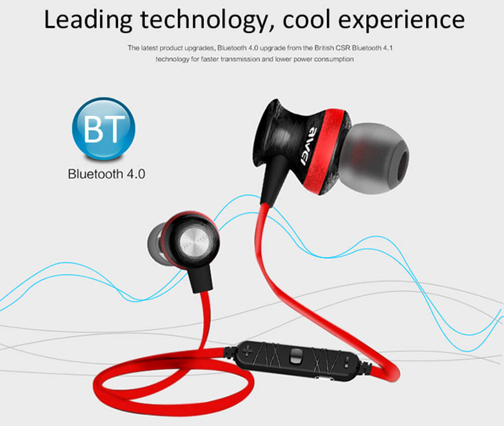 Awei A980BL Bluetooth 4.0 Wireless Sports Earphone Handsfree with Songs Track Function - Silver