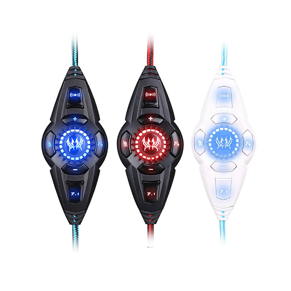 KOTION EACH G8200 7.1 Surround Sound USB Vibration Gaming Headphone Earphone with MIC LED Light for PC - Black+Blue