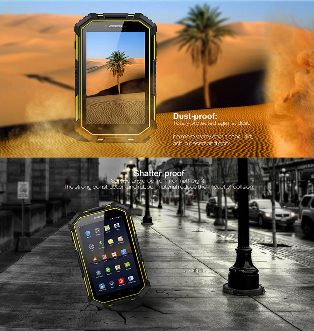 Vkworld V6 4G Phablet 7 inch Android 4.4 2GB RAM 16GB ROM MTK8732VC Quad Core 1.3GHz Dual SIM IPS 1280*800 IP67 Waterproof Rugged Phone - Black