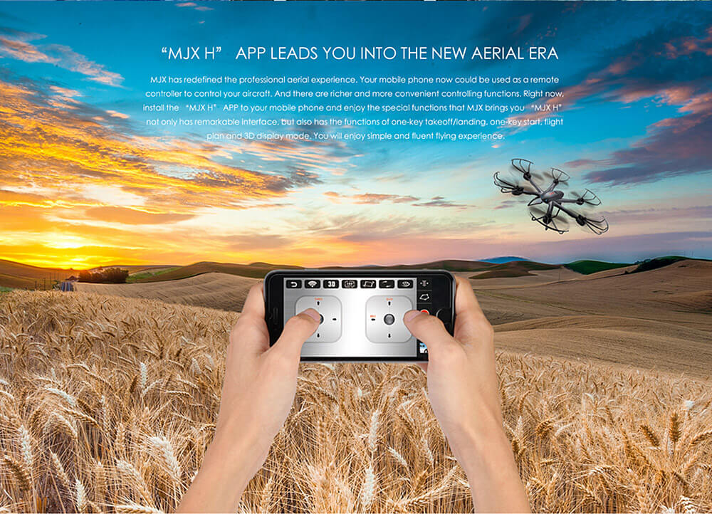 MJX X601H WIFI FPV 0.3MP HD Camera APP/Transmitter Dual Mode Altitude Hold 3D Flip RC Quadcopter RTF-Black