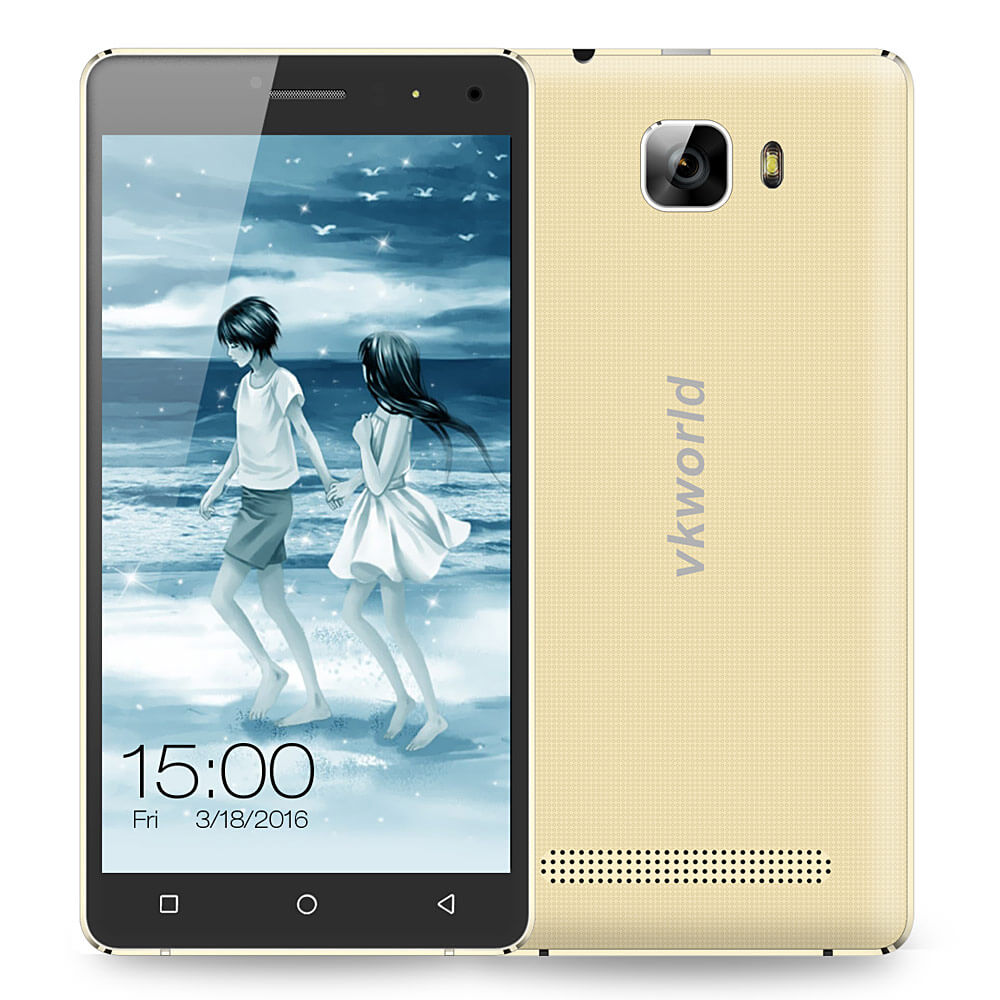 VKworld T3 5.0inch IPS HD Android 5.1 2GB RAM 16GB ROM 4G Smartphone MT6735 Quad Core 13.0MP Cameras Led Notification 2500mAh - Gold