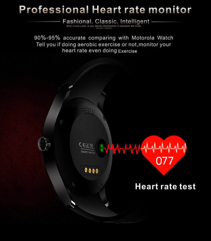 K88S Bluetooth Smart Watch Phone MTK2502C Heart Rate Monitor 2G SIM Fitness Tracker Siri Voice Control for iOS Andriod - Silver+Black