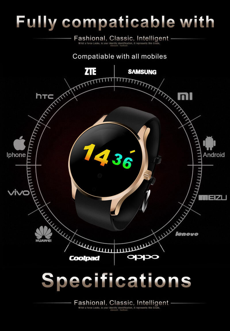 K88S Bluetooth Smart Watch Phone MTK2502C Heart Rate Monitor 2G SIM Fitness Tracker Siri Voice Control for iOS Andriod - Silver+Black