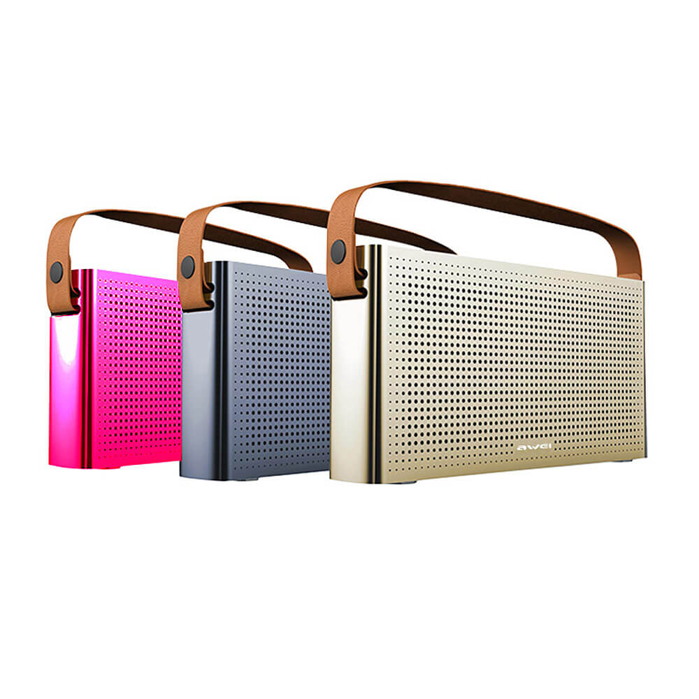 Original Awei Y300 Mini Wireless Bluetooth V4.0 Speaker Outdoor Handfree Metal Speraker with Handle - Gold