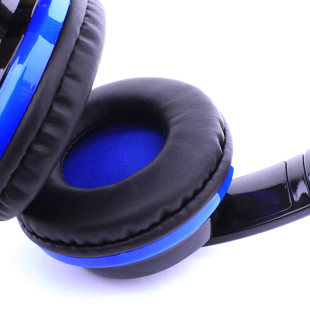 OVLENG MX666 Wireless Stereo Bluetooth Headphone Headset Foldable FM/SD Card Headset for PC Laptop - Black+Blue