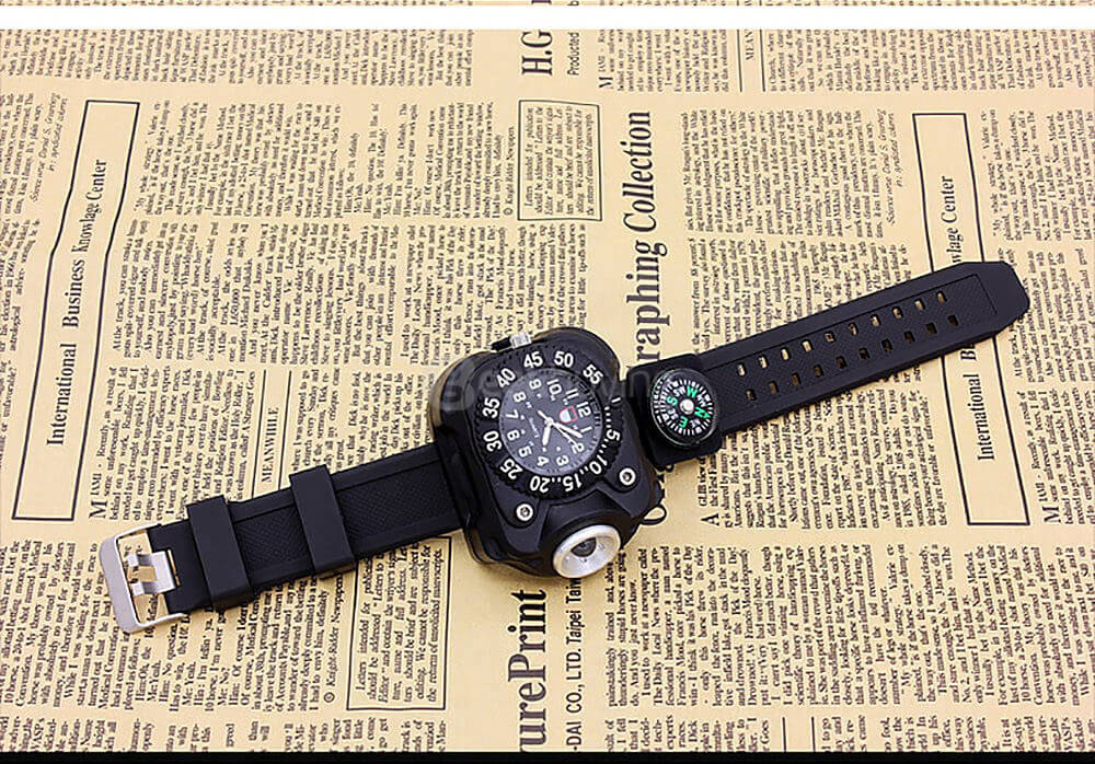 E-smarter X3 LED Light Wrist Strap Watch Flashlight for Outdoor Cool Running - Black
