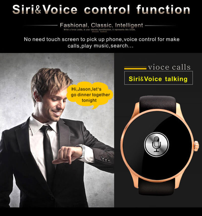 K88S Bluetooth Smart Watch Phone MTK2502C Heart Rate Monitor 2G SIM Fitness Tracker Siri Voice Control for iOS Andriod - Silver+Black