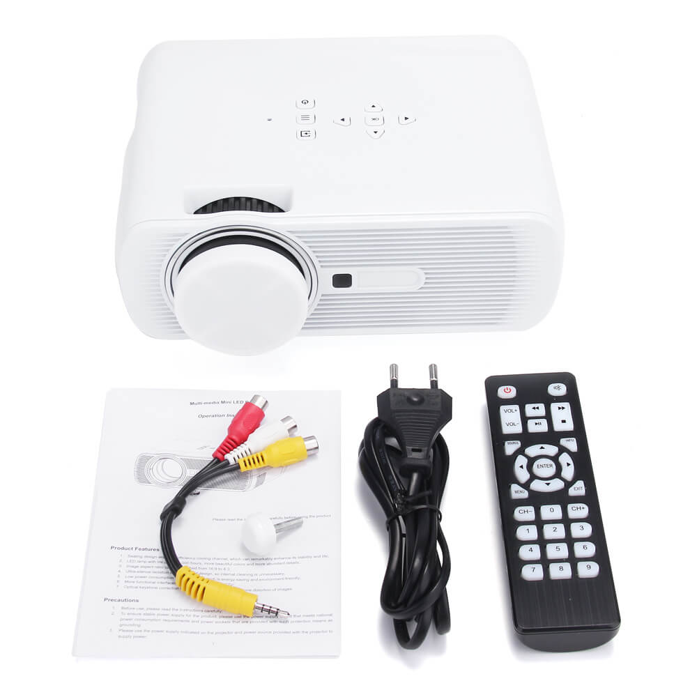 BD-80 LCD LED Projector 1000LM 1080P 1000:1 AV/VGA/USB/SD/HDMI/TV