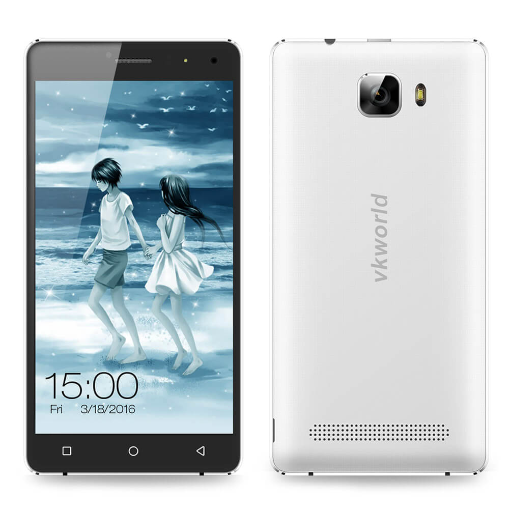 VKworld T3 5.0inch IPS HD Android 5.1 2GB RAM 16GB ROM 4G Smartphone MT6735 Quad Core 13.0MP Cameras Led Notification 2500mAh - White
