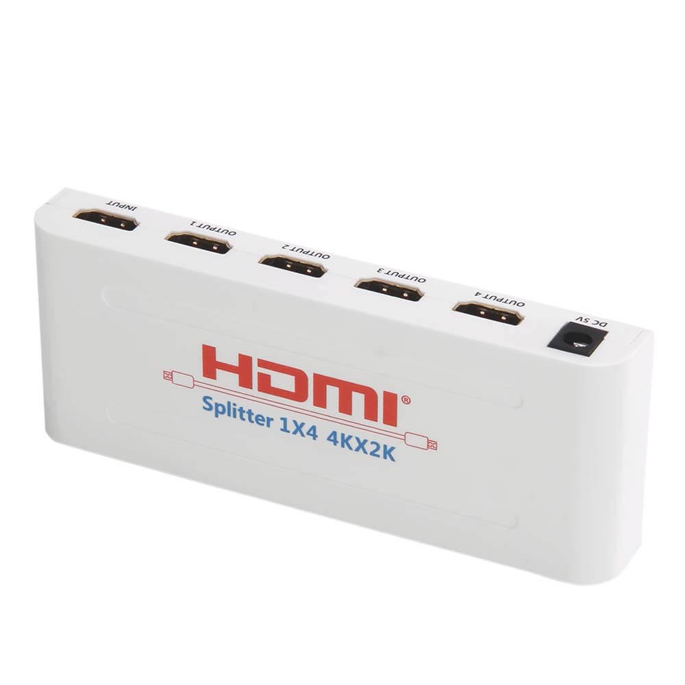VK-104A HDMI 1.4 Splitter 1x4 4K*2K HD 1080P 3D Video Converter Adapter UK - White