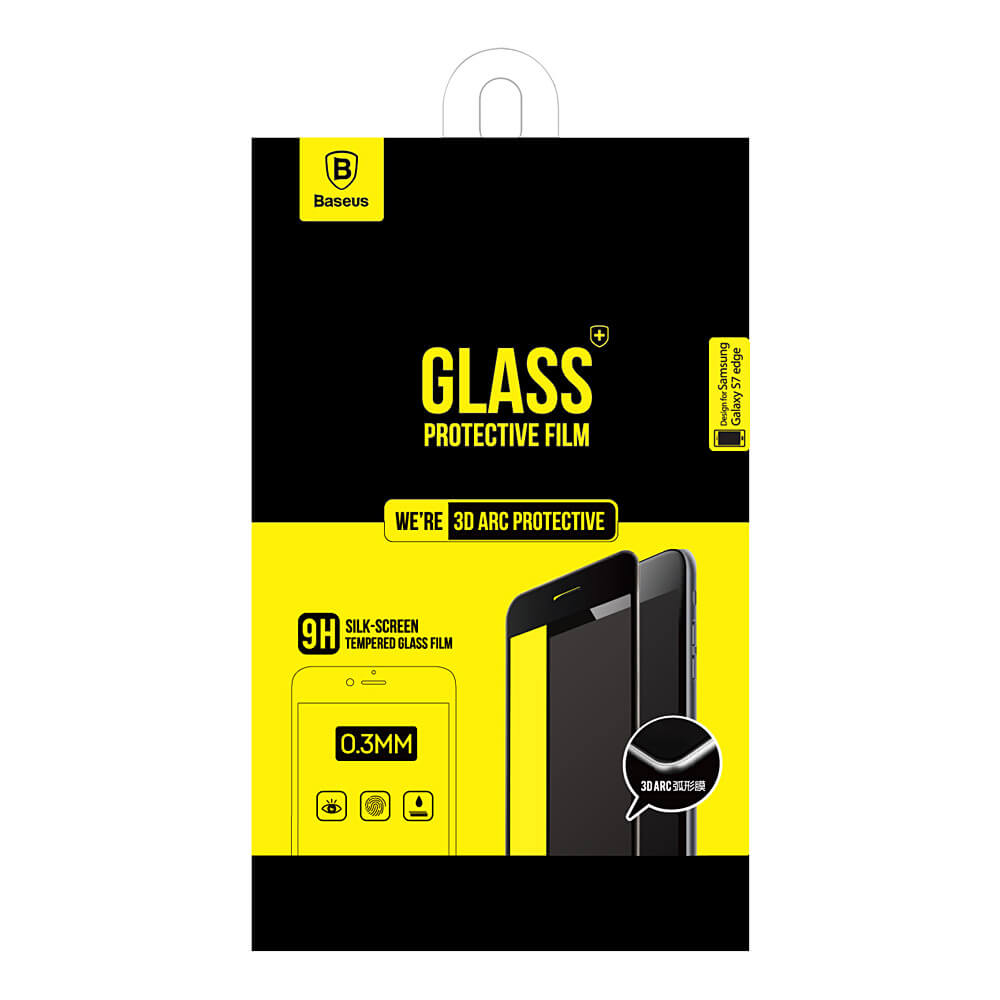 Baseus Tempered Glass For Samsung Galaxy S7 Edge Full Cover Screen Protector 0.3mm 3D Curved Edge Glass Film - Golden
