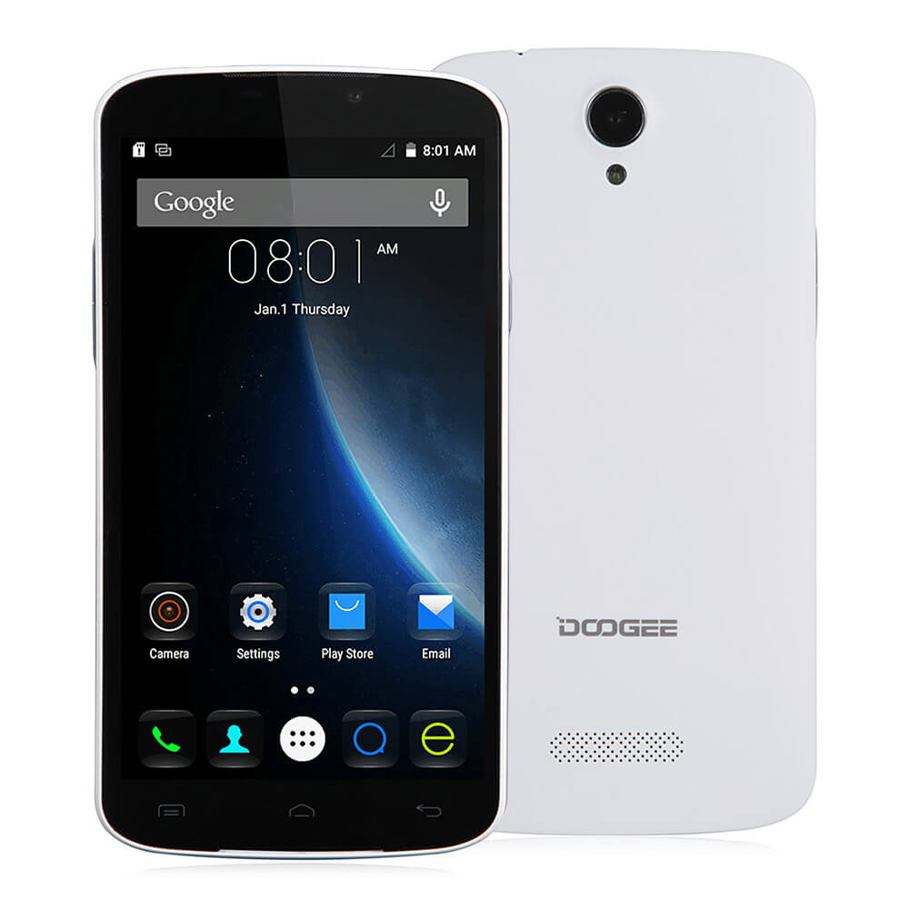 DOOGEE X6 Pro 5.5inch IPS HD Android 5.1 2GB RAM 16GB ROM 4G Smartphone MT6735 Quad Core Dual Cameras - White