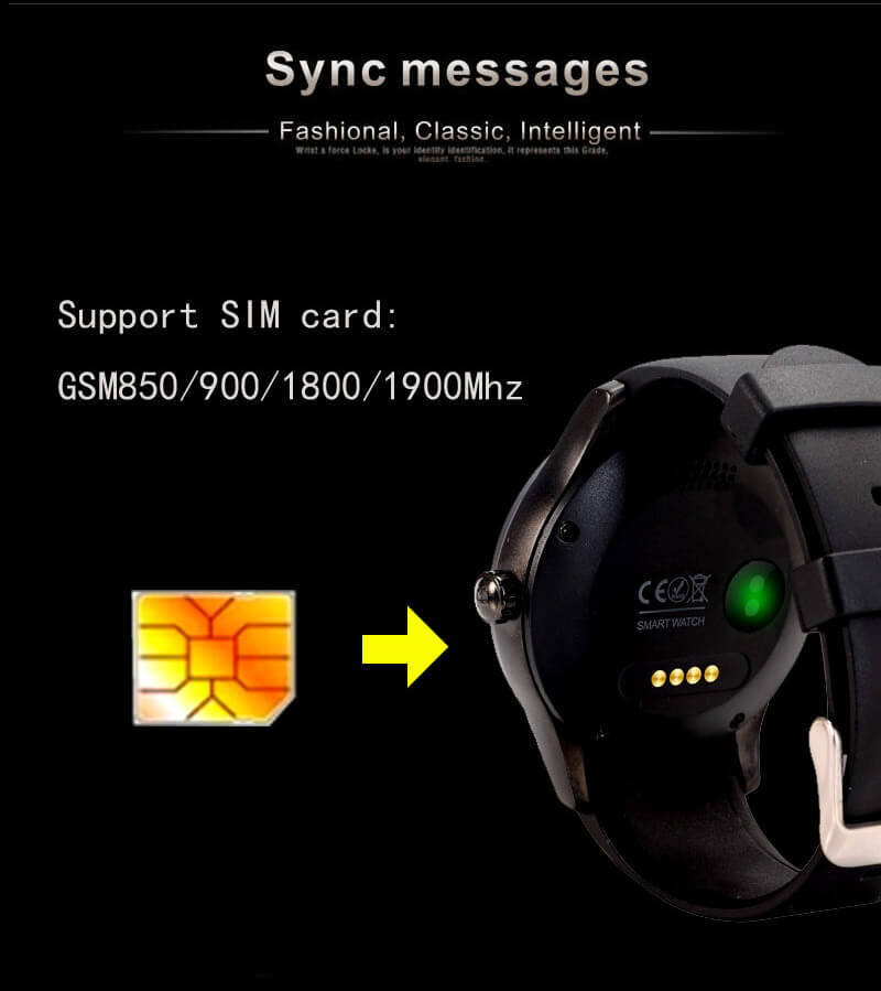 K88S Bluetooth Smart Watch Phone MTK2502C Heart Rate Monitor 2G SIM Fitness Tracker Siri Voice Control for iOS Andriod - Silver+Black