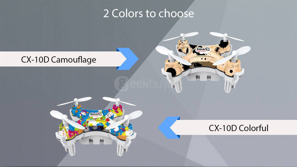 Cheerson CX-10D CX10D Mini 2.4G 6-axis Altitude Hold Mode LED RC Quadcopter RTF - Rainbow