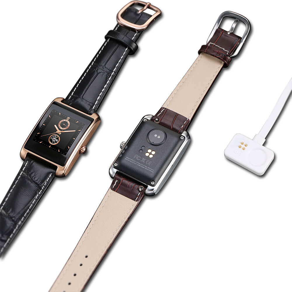 Zeblaze MiniWear BT4.0 Smart Watch MTK2502C Heart Rate Monitor Fitness Tracker IP65 Waterproof Genuine Leather Band for Android iOS - Gold