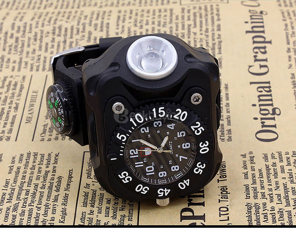 E-smarter X3 LED Light Wrist Strap Watch Flashlight for Outdoor Cool Running - Black