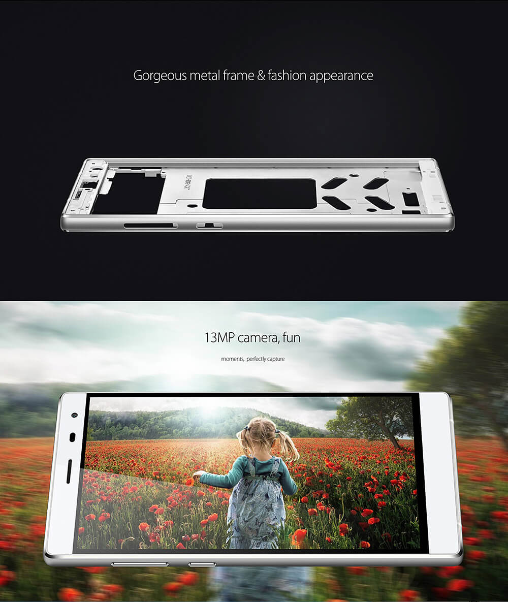 THL T7 5.5 inch IPS HD 4G LTE Android 5.1 3GB RAM 16GB ROM Smartphone 64bit MTK6753 Octa Core 1.3GHz 5.0MP 13.0MP TOUCH ID 4800mAh OTG Cast Screen - Silver