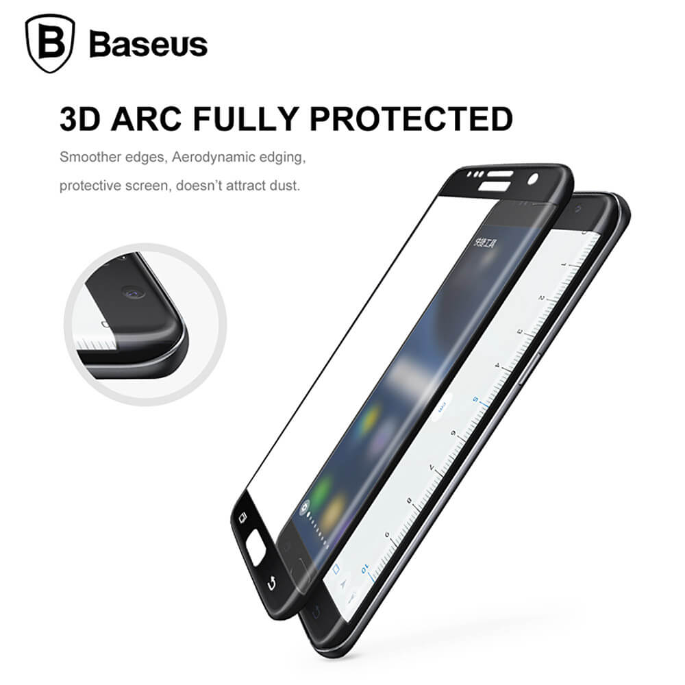Baseus Tempered Glass For Samsung Galaxy S7 Edge Full Cover Screen Protector 0.3mm 3D Curved Edge Glass Film - Golden