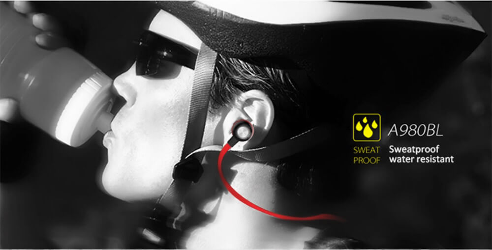 Awei A980BL Bluetooth 4.0 Wireless Sports Earphone Handsfree with Songs Track Function - Red