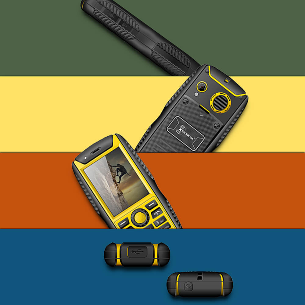 Kenxinda PROOFINGS W3 2.2 Inch IP68 Waterproof Shockproof Dustproof With Camera 32MB+32MB Bluetooth FM Quad Band Rugged Phone - Yellow