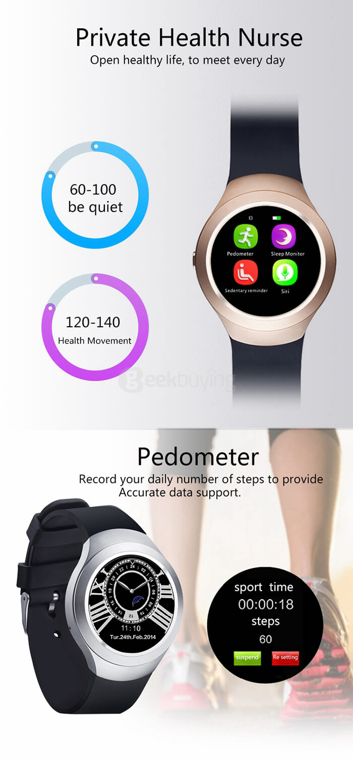 L6 MTK2502C Bluetooth Smartwatch Phone 2G SIM / TF Card Sleep Monitor Fitness Tracker 1.22