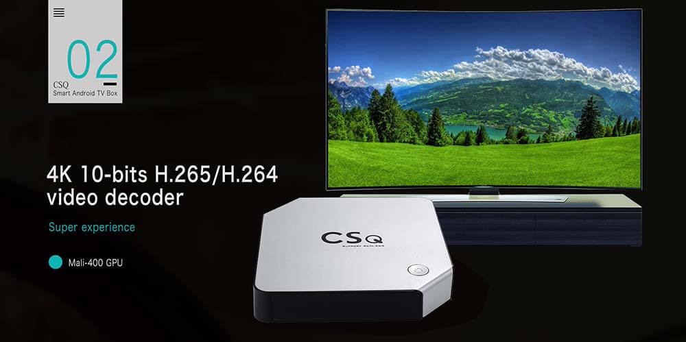 CSQ RK3229 4K KODI TV BOX Android 4.4 1G/8G 4K 10bit H.265/H.264 802.11 b/g /n LAN HDMI2.0 Smart Media Player - Black