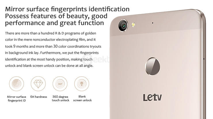 LeTV 1S X501 5.5inch FHD 4G EUI5.5 Android 5.0 3GB 32GB Smartphone 64bit Helio X10 Turbo Octa Core 2.0GHz In-Cell Screen Type C Fast Charge Touch ID 13.0MP - Gold