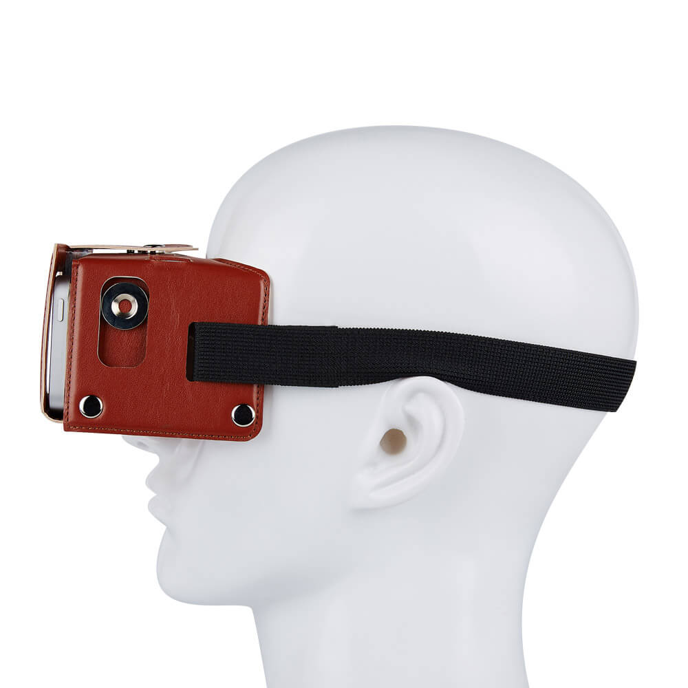 Alex NO1 Immersive 3D VR Virtual Reality Carboad Smart VR Headset for 4-5.5 inch Smartphones - Brown