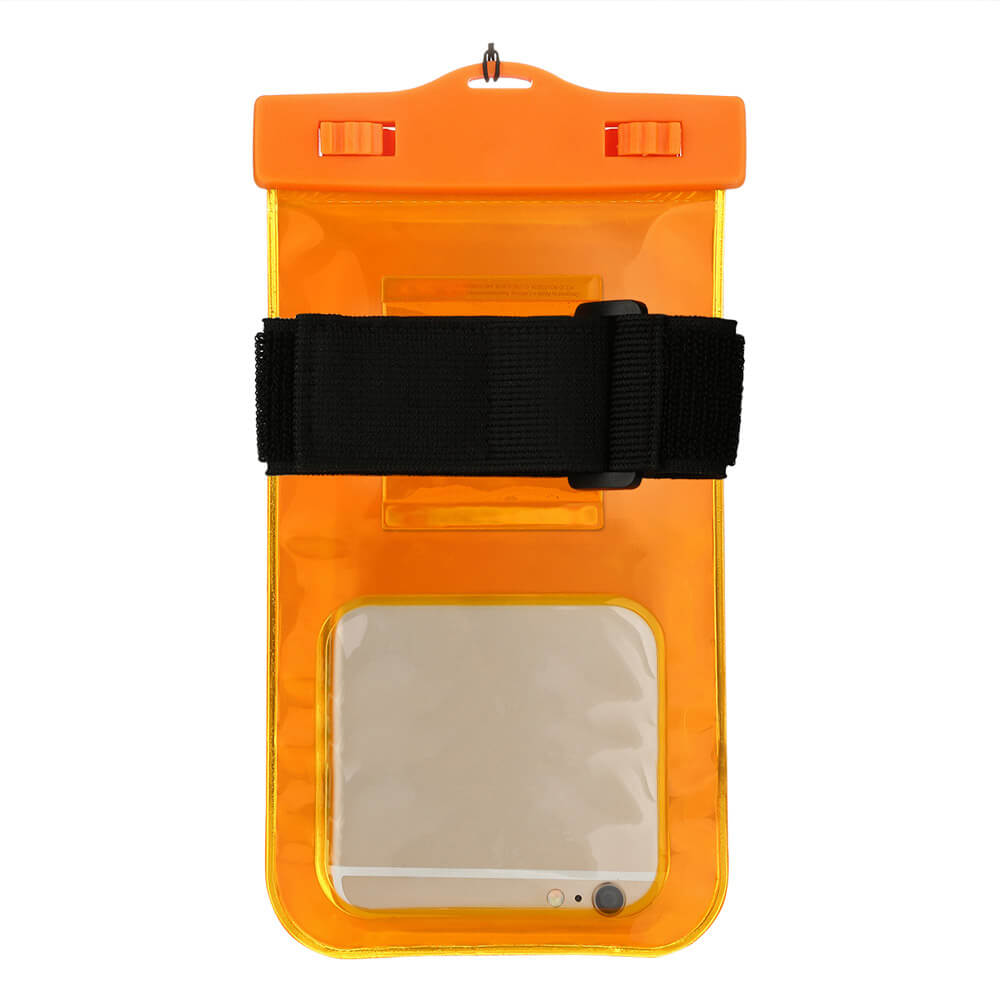 Baseus Flourescent Waterproof Phone Bag Outdoor Swimming Under Water Used For Phones Whithin 5.5 Inch - Orange