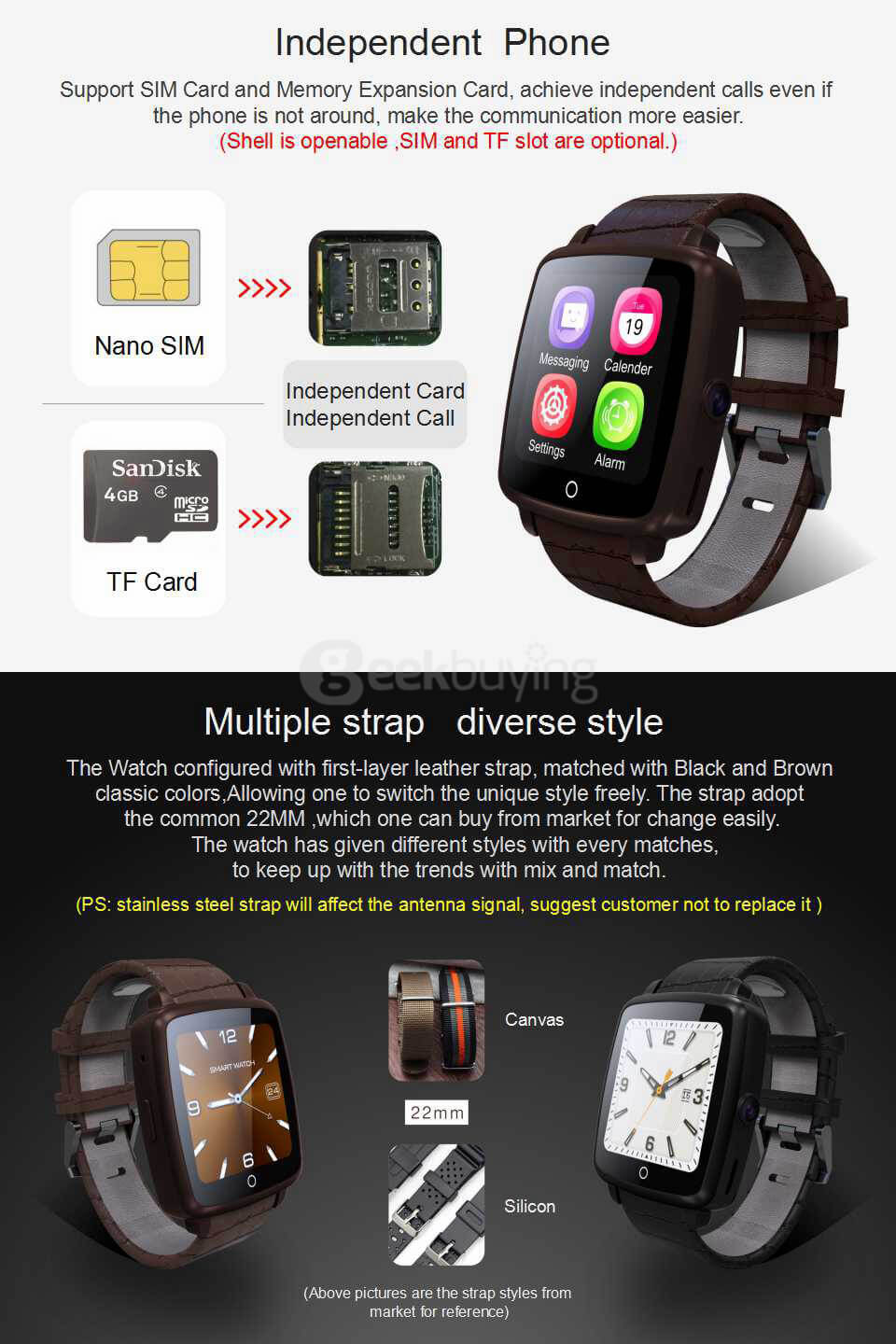 Uwatch U11C MTK2502 Bluetooth GSM Smart Watch Phone Support SIM/TF Card 1.54