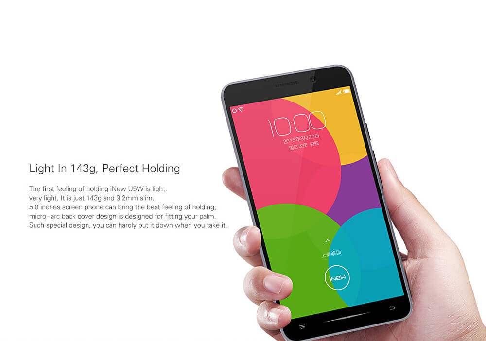 Inew U5W 5.0inch FWVGA Screen 3G Smartphone Android 5.1 1GB RAM 8GB ROM MTK6580 Quad Core 2.0MP 5.0MP OTG GPS 3000mAh - Gold
