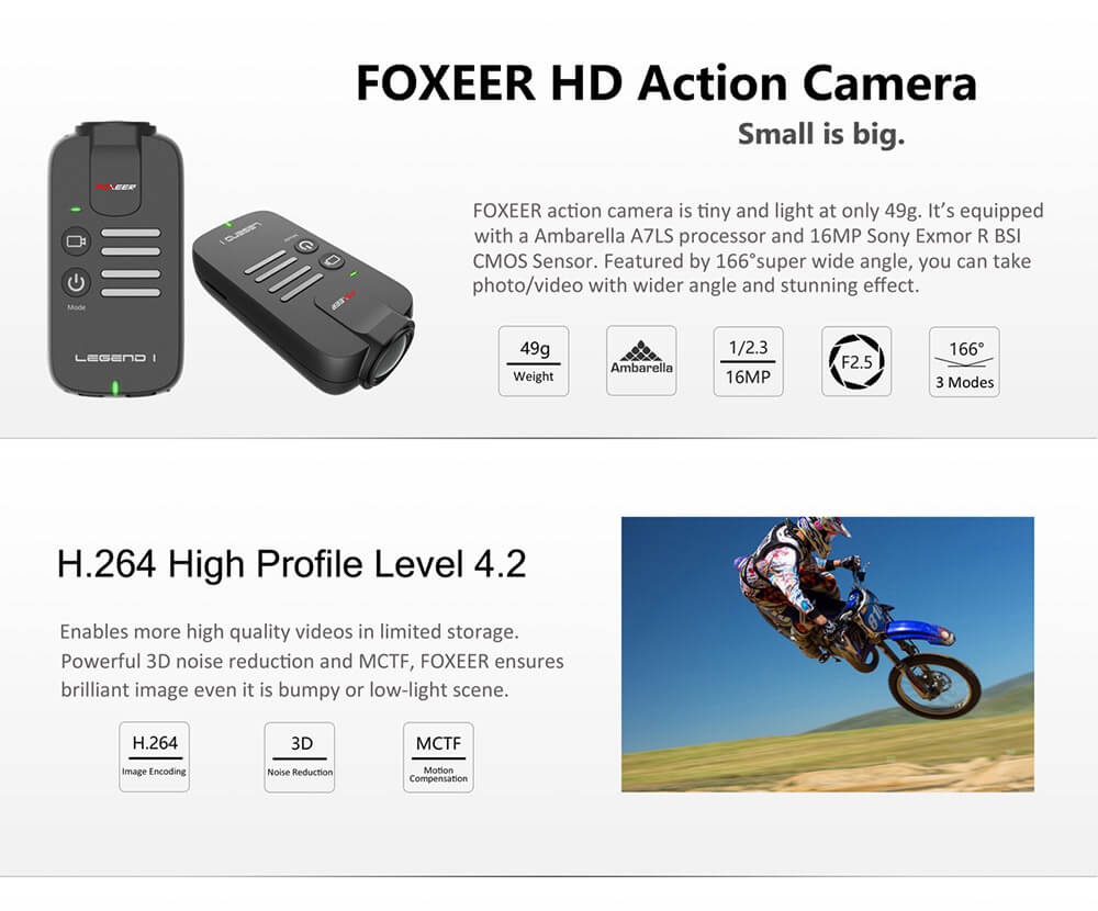 FOXEER Legend 1 2K/1080P 60fps 16MP FPV Camera - Black