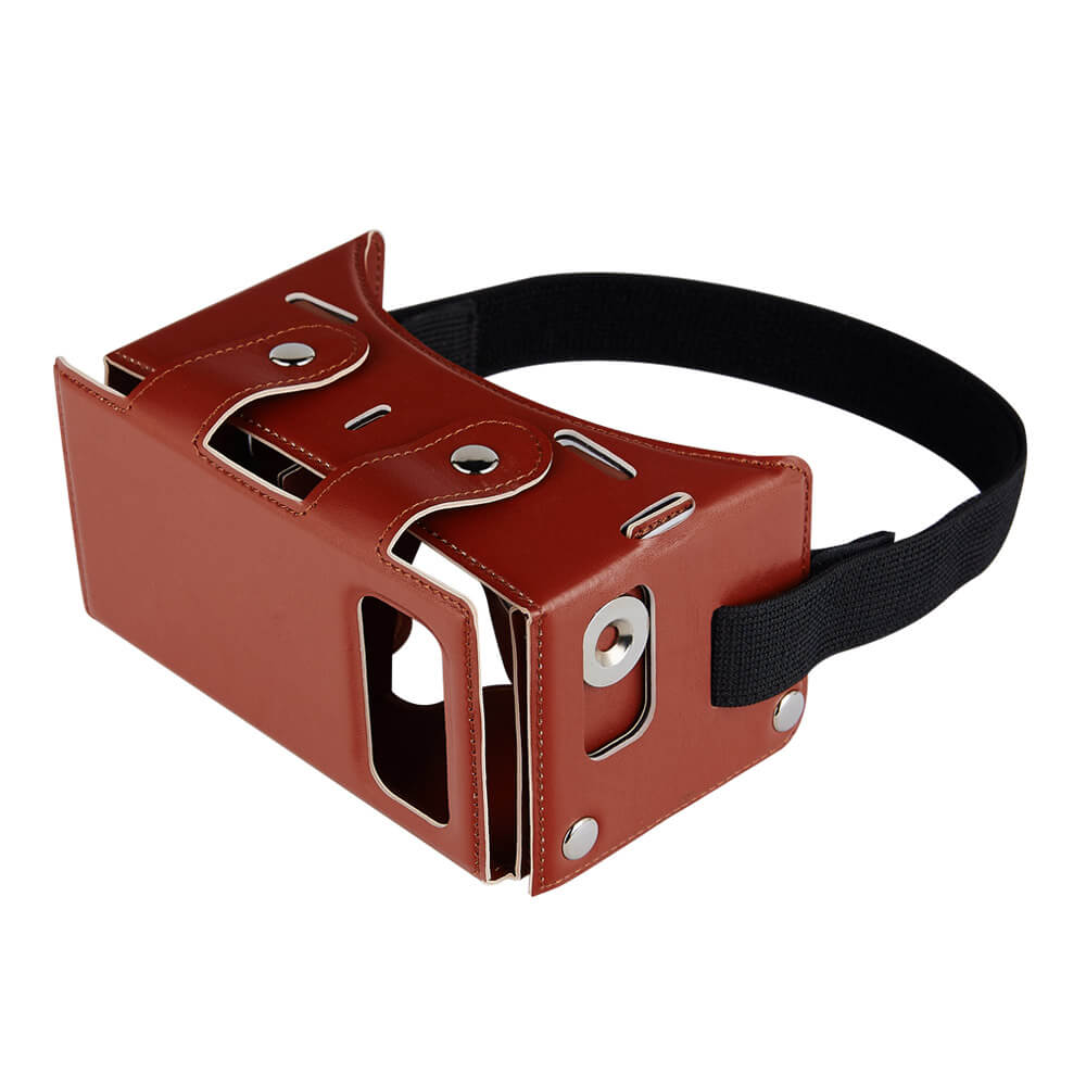 Alex NO1 Immersive 3D VR Virtual Reality Carboad Smart VR Headset for 4-5.5 inch Smartphones - Brown