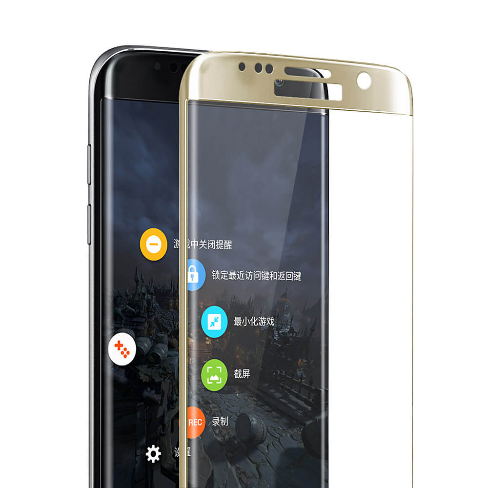 Baseus Tempered Glass For Samsung Galaxy S7 Edge Full Cover Screen Protector 0.3mm 3D Curved Edge Glass Film - Golden