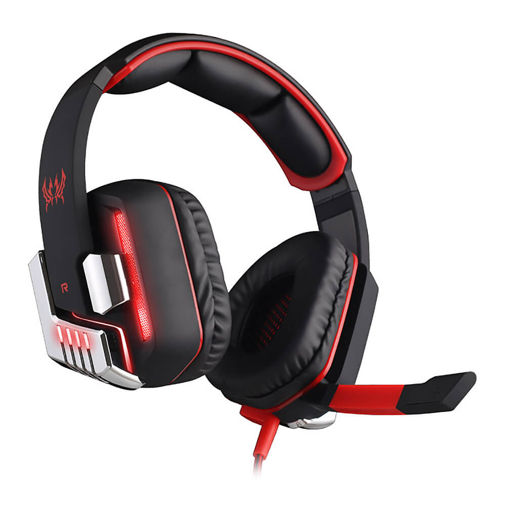KOTION EACH G8200 7.1 Surround Sound USB Vibration Gaming Headphone Earphone with MIC LED Light for PC - Red+Blue