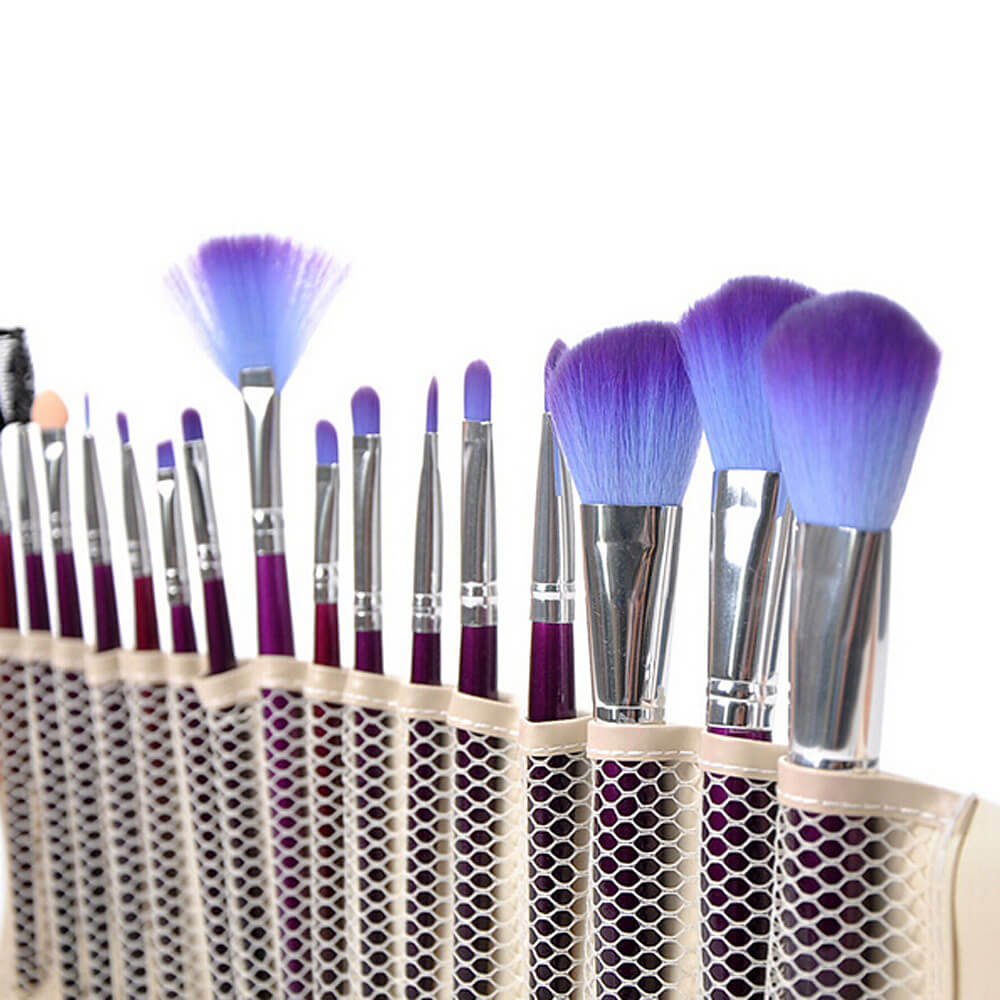 Fashion Make Up Brush Tools 1 Set 16 PCs Professional Makeup Cosmetic Brush Set Kit Pouch Purple With Purple Brush Bag