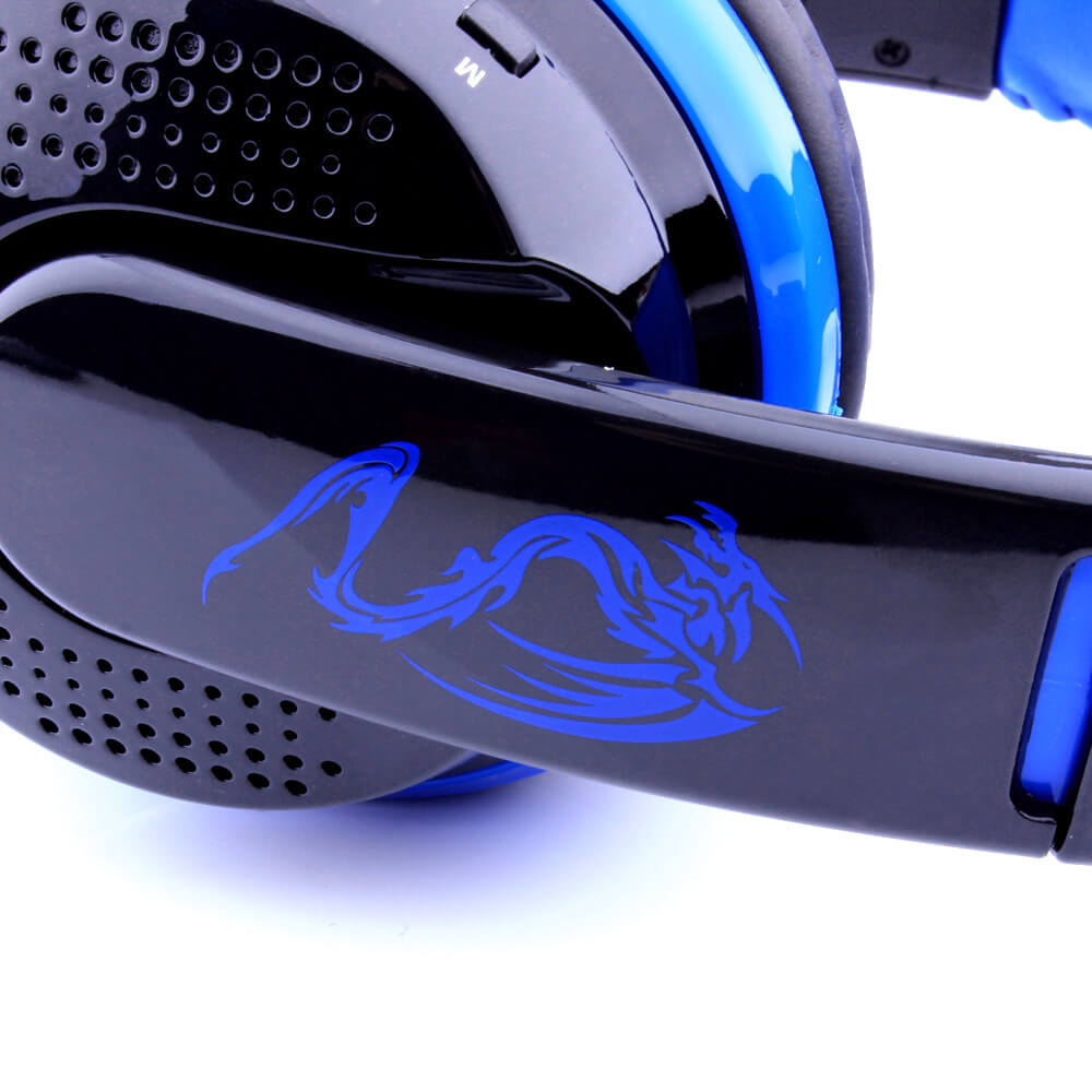 OVLENG MX666 Wireless Stereo Bluetooth Headphone Headset Foldable FM/SD Card Headset for PC Laptop - Black+Blue