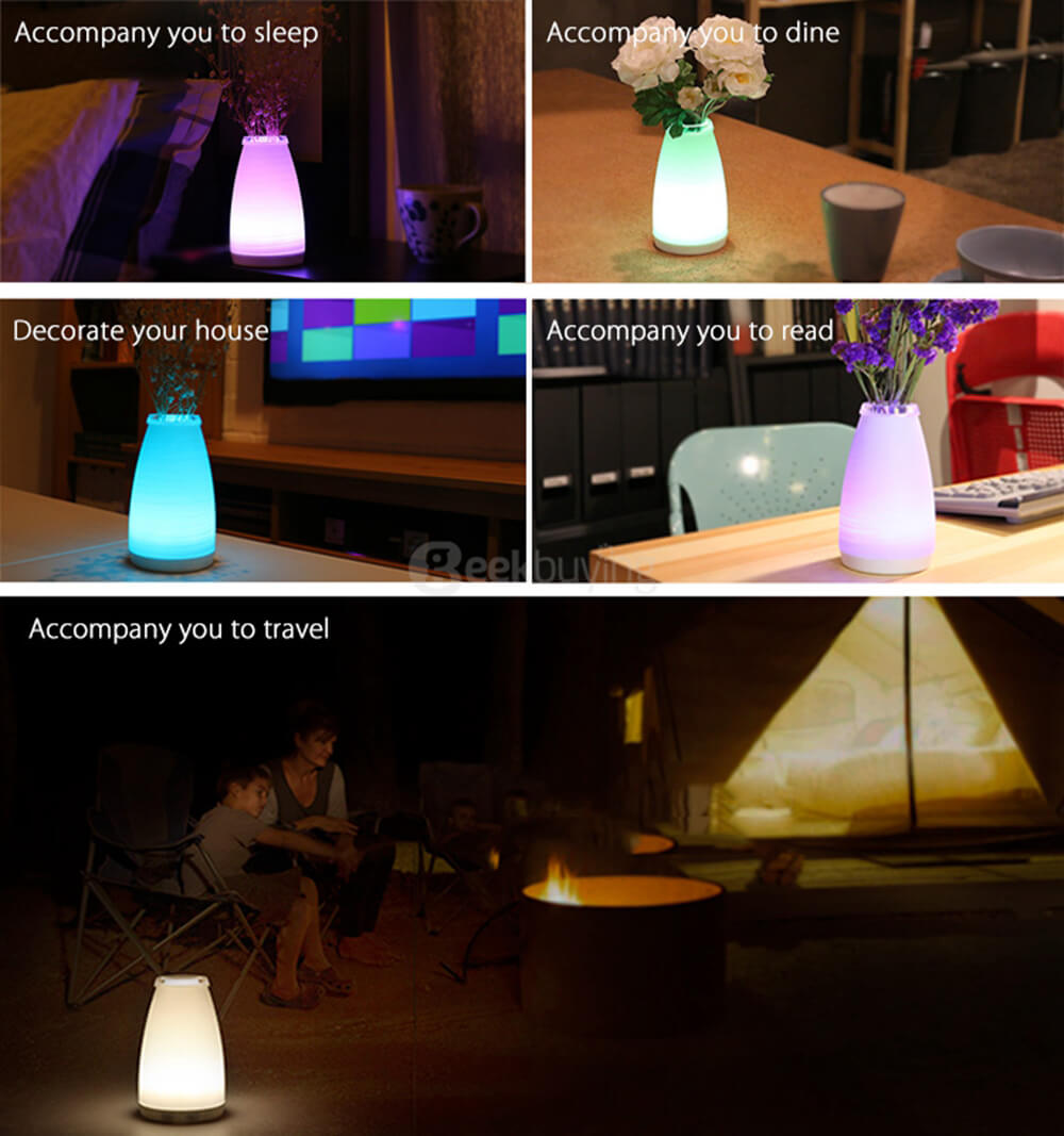 Doonne Smart Cordless Flower Arrangement Lamp Lantern Bedside Lamp with Bluetooth Remote Control