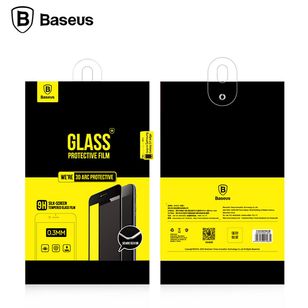 Baseus Tempered Glass For Samsung Galaxy S7 Edge Full Cover Screen Protector 0.3mm 3D Curved Edge Glass Film - Golden