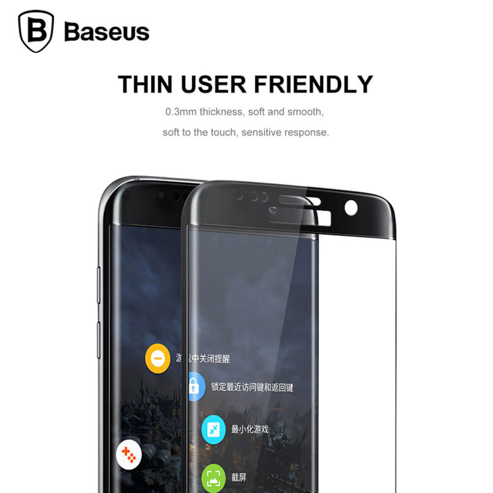 Baseus Tempered Glass For Samsung Galaxy S7 Edge Full Cover Screen Protector 0.3mm 3D Curved Edge Glass Film - Golden
