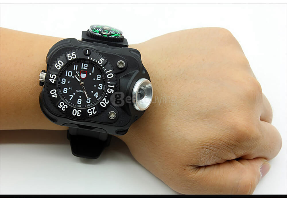 E-smarter X3 LED Light Wrist Strap Watch Flashlight for Outdoor Cool Running - Black