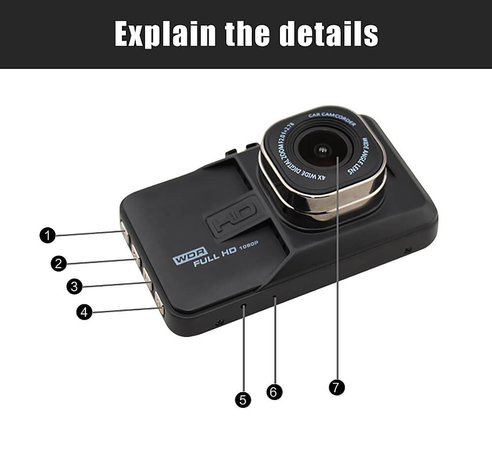 FH06 Novatek96223 Car DVR 140 Degree Wide Angle 3.0MP CMOS Sensor HD G-sensor 3.0inch Dashcam Car Camera Recorder- Black