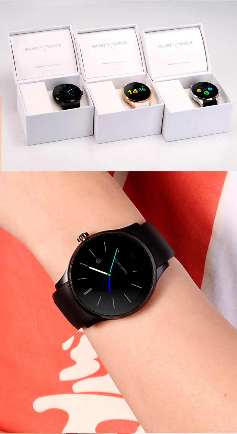 K88S Bluetooth Smart Watch Phone MTK2502C Heart Rate Monitor 2G SIM Fitness Tracker Siri Voice Control for iOS Andriod - Silver+Black