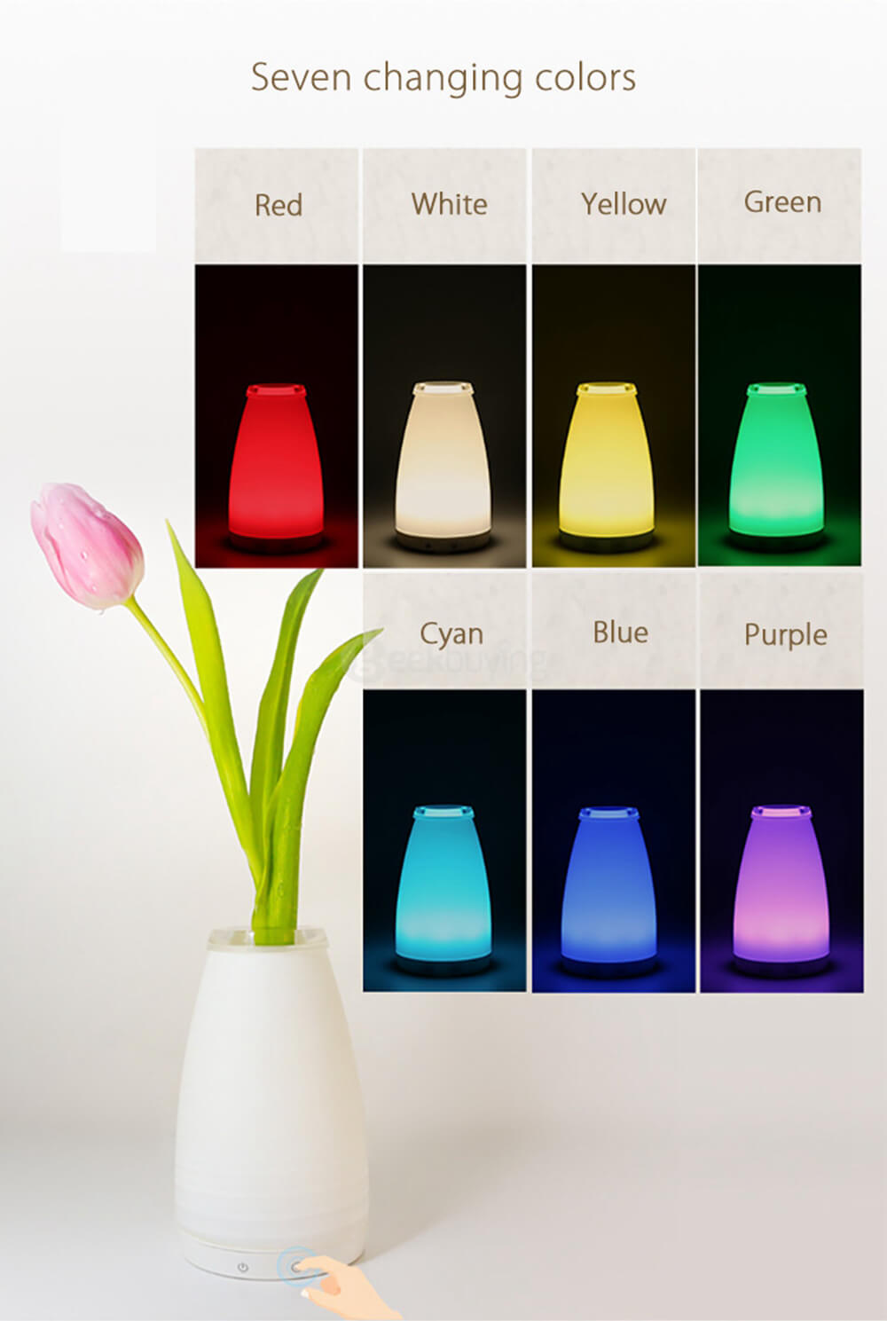 Doonne Smart Cordless Flower Arrangement Lamp Lantern Bedside Lamp with Bluetooth Remote Control