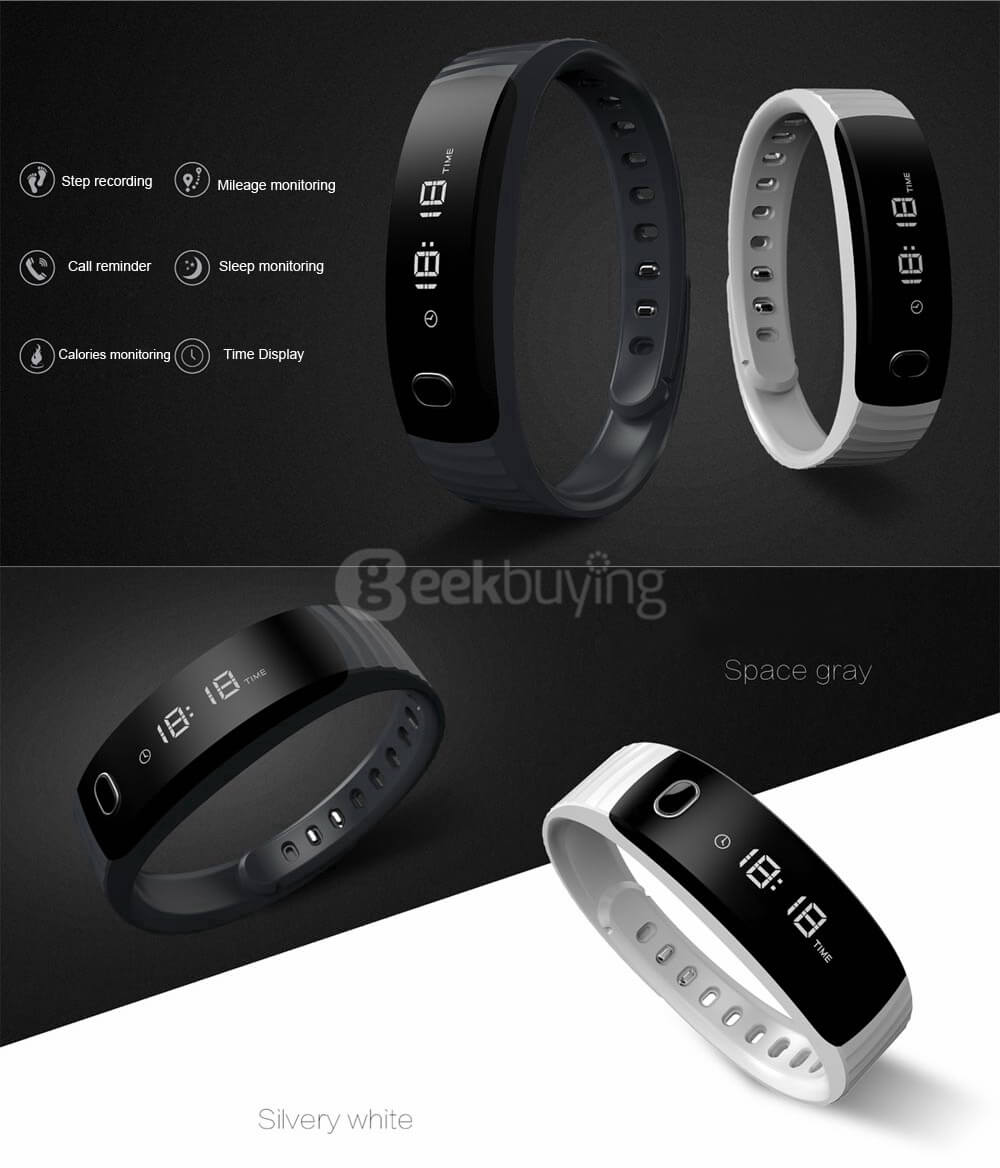Makibes H8 Bluetooth 4.0 Smart Bracelet Sleep Monitor Sports Tracker Call Message Reminder Remote Camera Music - Black